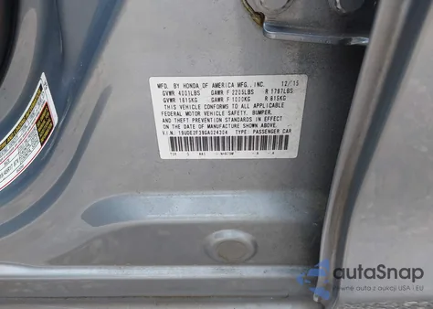 2016 Acura Ilx 2.4L/Acurawatch Plus Package z USA, uszkodzony, nr VIN 19UDE2F39GA024304